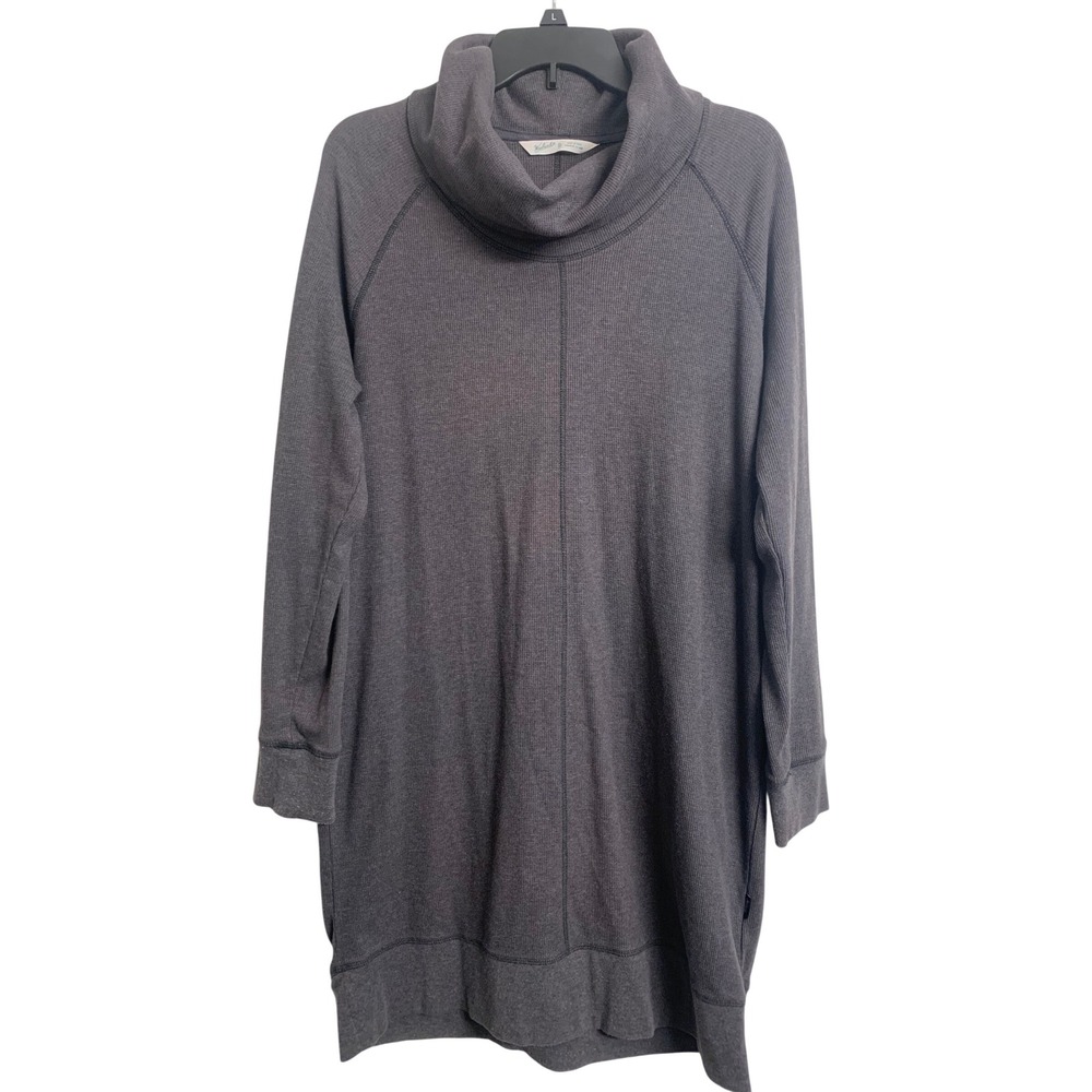 Woolrich  XL Charcoal Gray Waffle Knit  Fairmont  Cowl Neck Tunic Dress‎